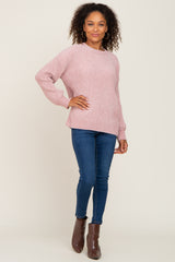 Mauve Soft Chenille Knit Sweater