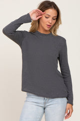 Charcoal Basic Ribbed Long Sleeve Maternity Top