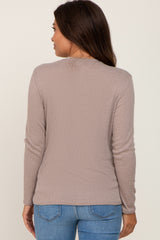 Taupe Basic Ribbed Long Sleeve Maternity Top