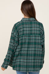 Green Plaid Button Down Maternity Top