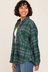 Green Plaid Button Down Top