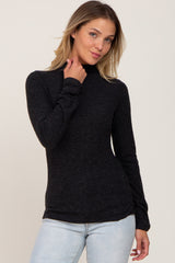 Brushed Ribbed Mock Neck Maternity Top