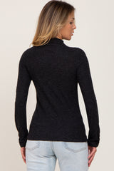 Brushed Ribbed Mock Neck Top