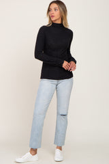 Brushed Ribbed Mock Neck Top