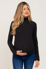 Brushed Ribbed Mock Neck Maternity Top