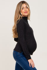 Brushed Ribbed Mock Neck Maternity Top