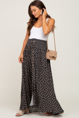 Charcoal Floral Button Front Hi-Lo Maternity Maxi Skirt