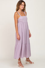 Lavender Back Tie Sleeveless Mid Dress