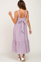 Lavender Back Tie Sleeveless Mid Dress