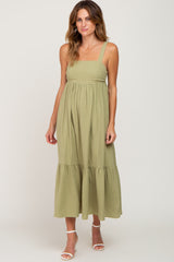 Light Green Back Tie Sleeveless Mid Dress