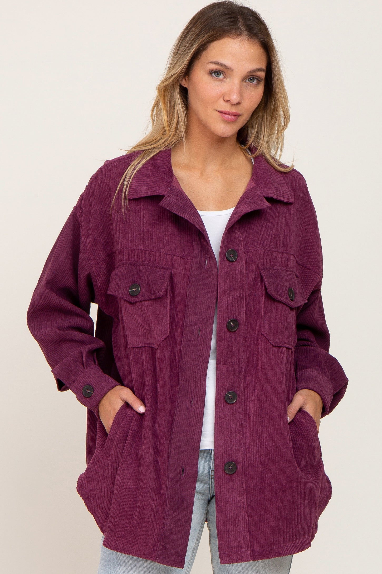 Purple Corduroy Shirt Jacket – PinkBlush