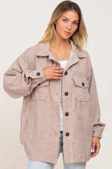 Taupe Corduroy Maternity Shirt Jacket