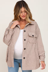 Taupe Corduroy Maternity Shirt Jacket