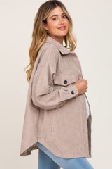 Taupe Corduroy Maternity Shirt Jacket