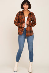 Rust Plaid Front Pocket Shirt Jacket