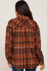 Rust Plaid Front Pocket Maternity Shirt Jacket