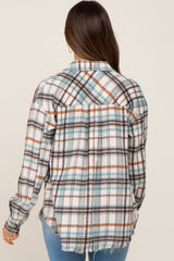 Ivory Plaid Front Pocket Maternity Shirt Jacket