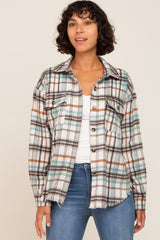 Ivory Plaid Front Pocket Shirt Jacket