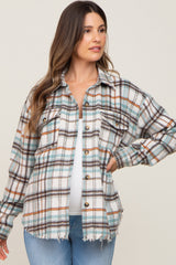 Ivory Plaid Front Pocket Maternity Shirt Jacket