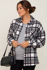 Black Plaid Brushed Maternity Shacket