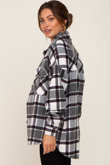 Black Plaid Brushed Maternity Shacket