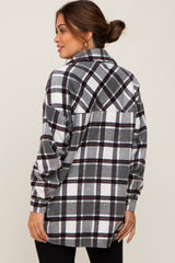 Black Plaid Brushed Maternity Shacket