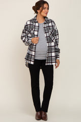 Black Plaid Brushed Maternity Shacket