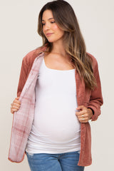 Rust Reversible Maternity Shirt Jacket