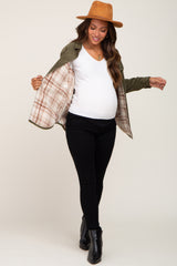 Olive Reversible Maternity Shirt Jacket