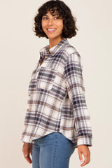 Black Plaid Button Up Flannel Top