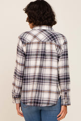 Black Plaid Button Up Flannel Top