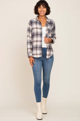 Black Plaid Button Up Flannel Top