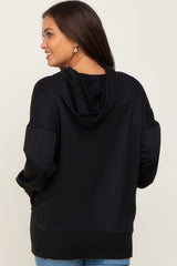 Black Snap Front Button Maternity Hoodie