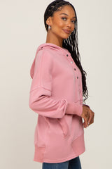 Mauve Snap Front Button Hoodie