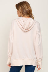 Beige Snap Front Button Hoodie