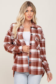 Rust Plaid Shirt Jacket