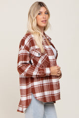 Rust Plaid Shirt Jacket