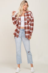 Rust Plaid Shirt Jacket