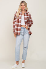 Rust Plaid Shirt Jacket