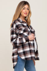 Black Plaid Maternity Shirt Jacket