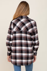 Black Plaid Maternity Shirt Jacket