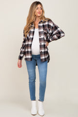 Black Plaid Maternity Shirt Jacket