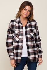 Black Plaid Maternity Shirt Jacket