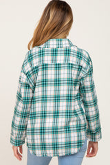 Jade Plaid Frayed Maternity Button Up