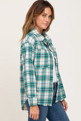 Jade Plaid Frayed Button Up