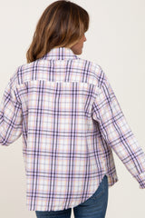 Lavender Plaid Frayed Button Up