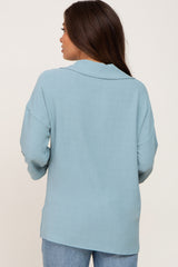 Mint Green Button Front Collared Maternity Blouse