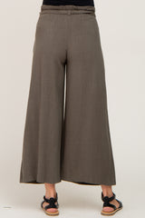 Olive Paper Bag Wide Leg Maternity Pants