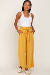 Yellow Paper Bag Wide Leg Pants