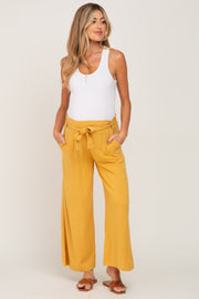 Yellow Paper Bag Wide Leg Maternity Pants